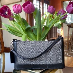 Coach 90’s Black and Gray Clutch with Wristlet